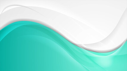 Turquoise grey smooth blurred waves abstract background