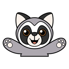 Vector Cartoon Raccoon Half Body Illustration