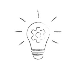 Light bulb and gears idea icon on white background. Creative idea and inspiration concept. Vector illustration