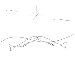 Whales drawing on white background vector illustration