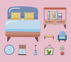 bed and home icon set
