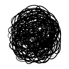 hand drawn of tangle scrawl sketch. Abstract scribble, chaos doodle pattern Isolated on white background. Vector illustration.
