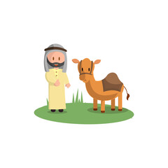 Fototapeta premium Happy Eid Adha. Celebration of Muslim holiday the sacrifice a camel