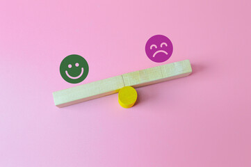 Happy and unhappy face emotion. Customer service rating and satisfaction concept.