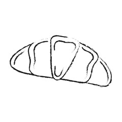 Ink drawing of croissant on isolated background. Vintage graphics and handwork. Black sketch outline.
