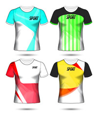 Naklejka premium t-shirt templates abstract geometric collection of different colors polygonal mosaic