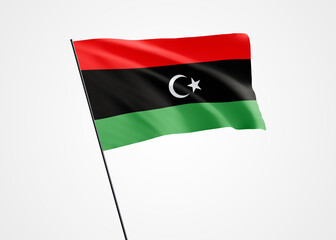 Libya flag flying high in the isolated background. December 24 Libya independence day. World national flag collection world national flag collection