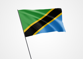 Tanzania flag flying high in the isolated background. December 09 Tanzania independence day. World national flag collection world national flag collection