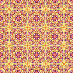 Abstract kaleidoscope background. Colorful seamless patterns. Geometric design elements. Repeat Tie Dye. Ethnic Persian Motif. Rainbow wallpaper, fabric, furniture print. Psychedelic style.