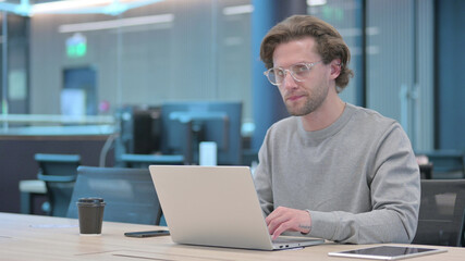 Fototapeta premium No Gesture by Head Shake by Young Man at Work