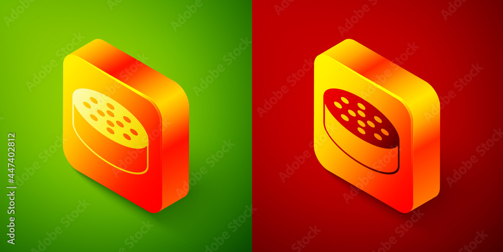 Aufkleber isometric water sensor icon isolated on green and red background. square button. vector