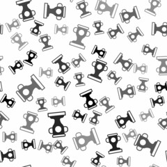Black Award cup icon isolated seamless pattern on white background. Winner trophy symbol. Championship or competition trophy. Sports achievement sign. Vector
