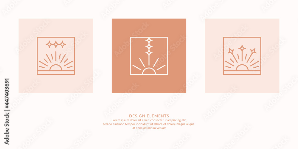 Poster a set of geometric emblems. vector elements.