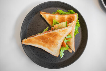 sandwich with salmon and vegetables