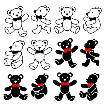 Simple and cute bear illustration material collection,