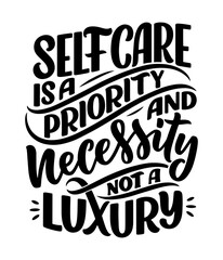 Love yourself lettering slogan. Funny quote for blog, poster and print design. Modern calligraphy text about self care. Vector illustration