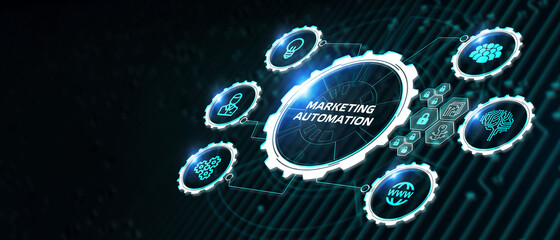 Planning marketing strategy. Business, Technology, Internet and network concept. Marketing automation