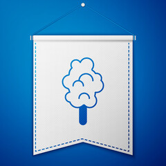 Blue Cotton candy icon isolated on blue background. White pennant template. Vector