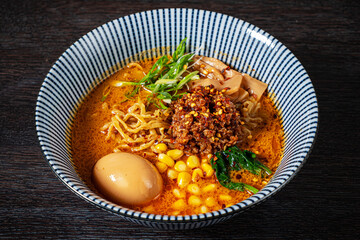 Japanese tonkotsu ramen and pork bone broth noodles