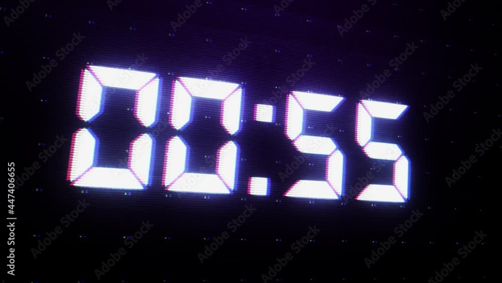 Poster 60 seconds countdown numbers.1 minute countdown. 30 or 10 seconds. retro old tv vhs glitch interfere