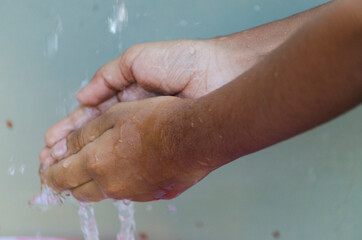 Fototapeta premium Cleaning hand to sanitize for corona like disease