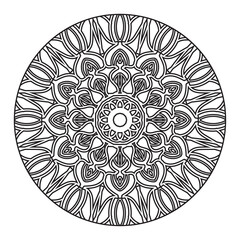 Black and white mandala with floral pattern. Coloring page