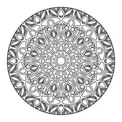 Black and white mandala with floral pattern. Coloring page