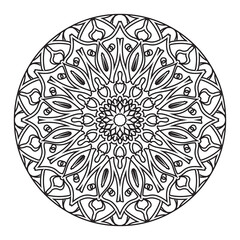 Black and white mandala with floral pattern. Coloring page