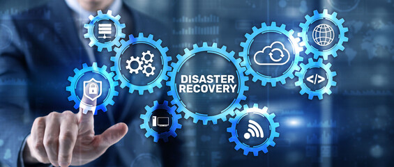DIsaster recovery Backup Data protection. Internet technology concept