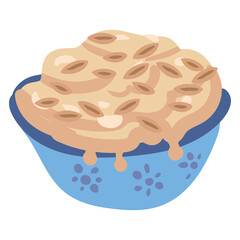 Oatmeal porridge in bowl, natural healthy organic nutrition product. Vector doodle cartoon flat trendy illustration hand drawn isolated