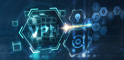Business, Technology, Internet and network concept. VPN network security internet privacy encryption concept.