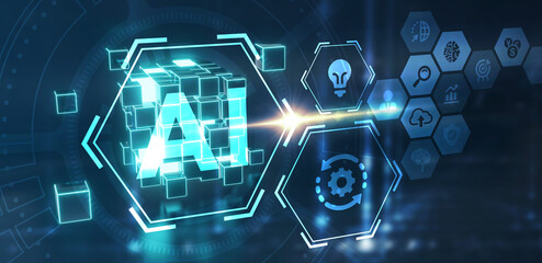 AI Learning and Artificial Intelligence Concept. Business, modern technology, internet and networking concept.