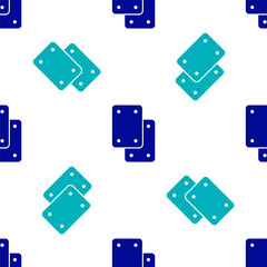 Blue Knee pads icon isolated seamless pattern on white background. Extreme sport. Skateboarding, bicycle, roller skating protective gear. Vector
