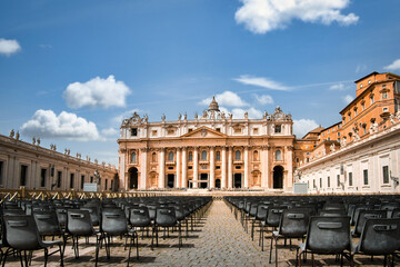 saint peter's basilica square in Vatican Rome. Travel and vacation in Italy. landmarks of rome