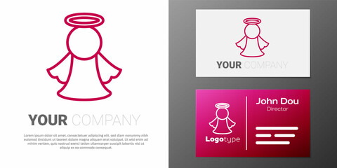 Obraz premium Logotype line Angel icon isolated on white background. Logo design template element. Vector