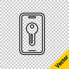 Black line Smart key icon isolated on transparent background. Vector