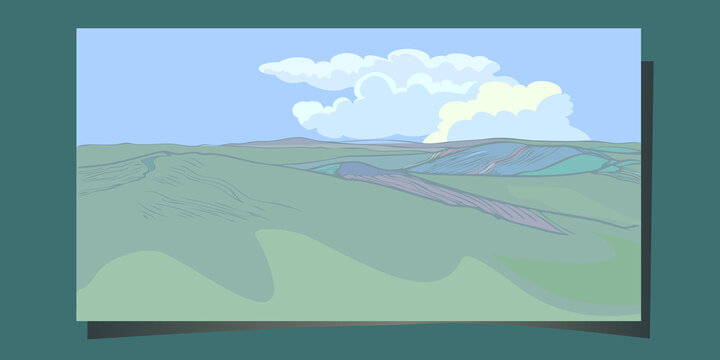 vector background landscape with hills in summer