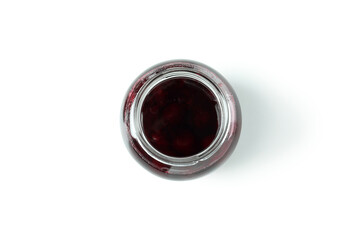Tasty cherry jam isolated on white background