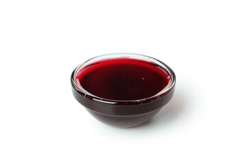 Tasty cherry jam isolated on white background