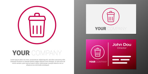 Logotype line Trash can icon isolated on white background. Garbage bin sign. Recycle basket icon. Office trash icon. Logo design template element. Vector