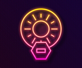 Glowing neon line No direct sunlight icon isolated on black background. Vector