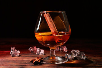Concept of hard alcoholic drinks with cognac