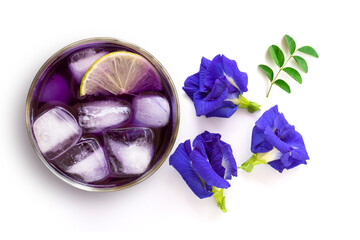 Butterfly pea juice ice tea