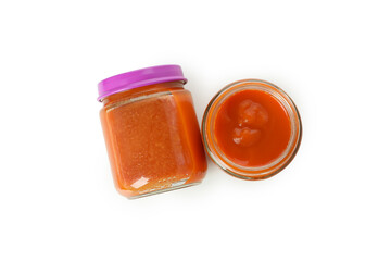 Concept of baby food isolated on white background
