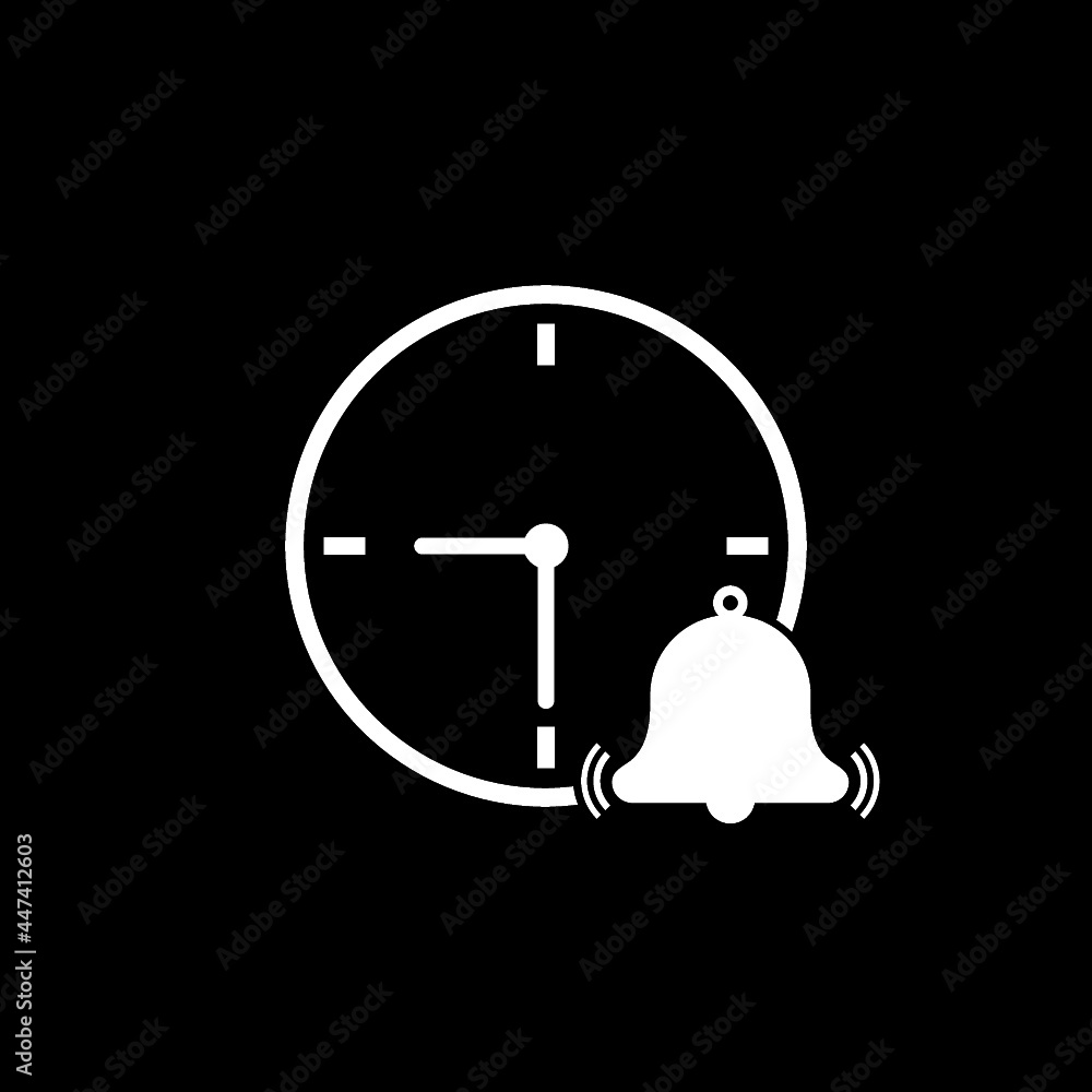 Poster late work hours alarm icon for web design isolated on dark background