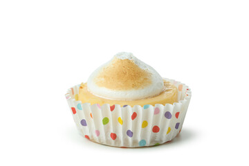 Tasty lemon cupcake isolated on white background