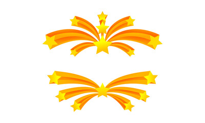 Fototapeta na wymiar Fireworks with Yellow Star Sparkle as Bright Festive Explosion Vector Set.