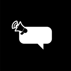 Megaphone with blank speech bubble isolated on dark background