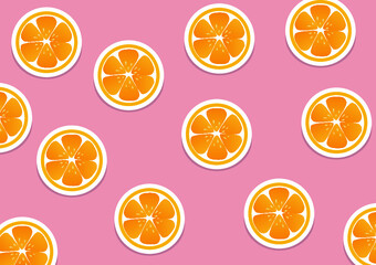 seamless pattern of oranges lemons sticker with pink background 