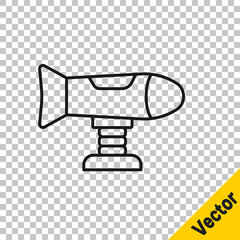 Black line Swing plane on the playground icon isolated on transparent background. Childrens carousel with plane. Amusement icon. Vector